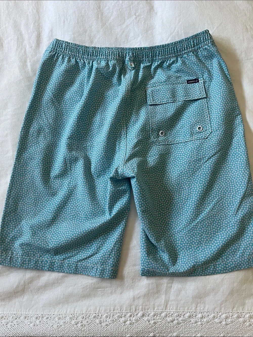 Johnnie-o Pink & Blue Swim Trunks with Elastic Waist & Drawstring, Size 14